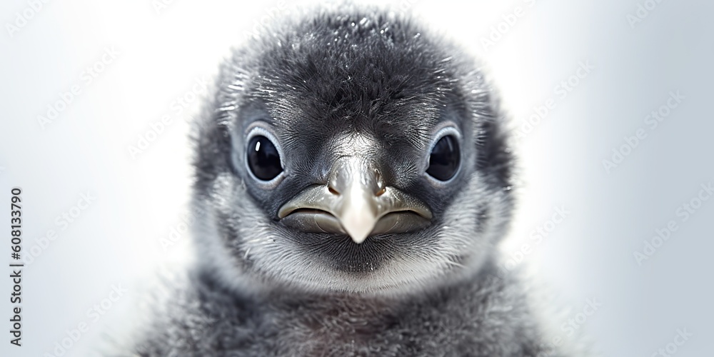 Obraz premium AI Generated. AI Generative. Photo illustration of little baby penguin cute funny face. Graphic Art