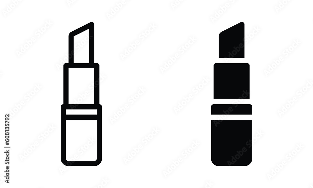 Lipstick icon with outline and glyph style. Lipstick icon with outline and glyph style.
