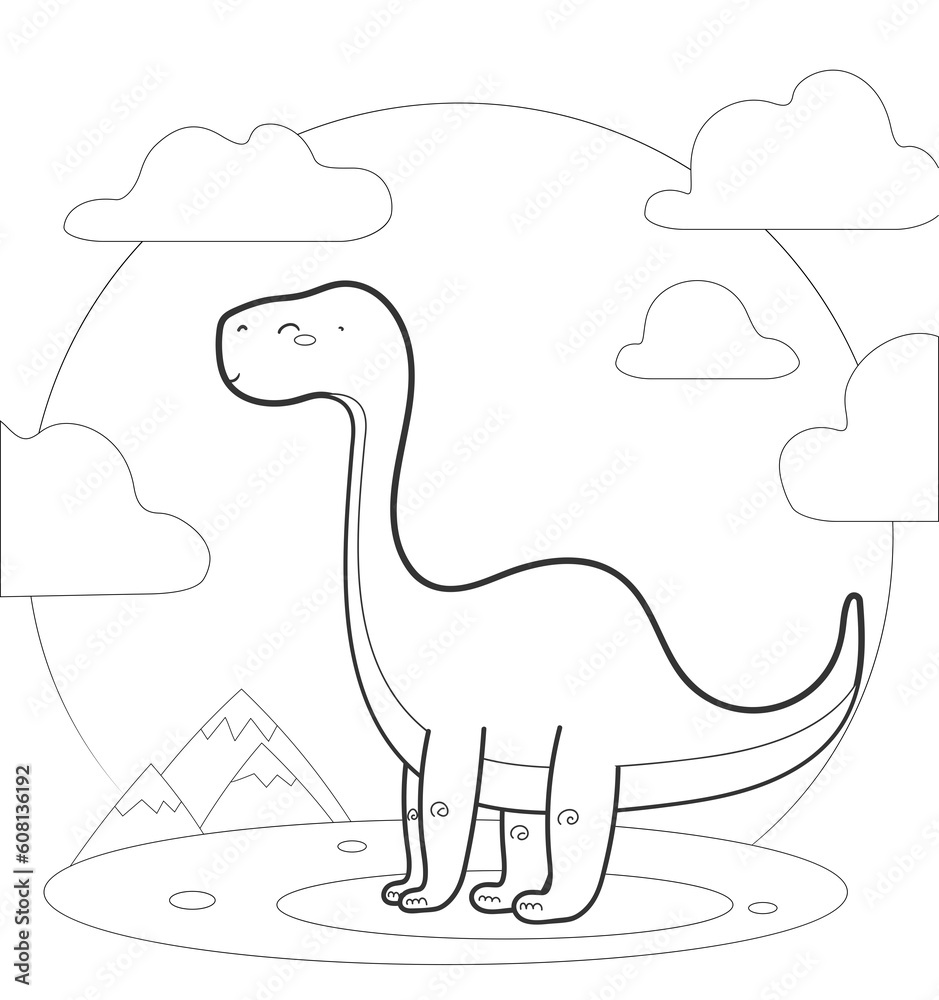 vector coloring page with dinosaur 