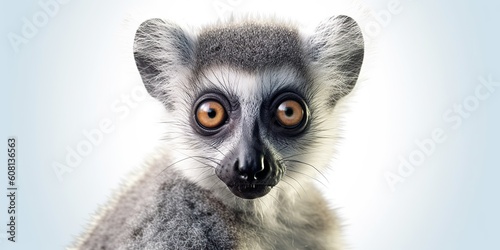 AI Generated. AI Generative. Photo Illustration of baby face lemur madagascar african animal. Graphic Art