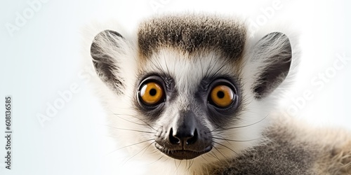AI Generated. AI Generative. Photo Illustration of baby face lemur madagascar african animal. Graphic Art