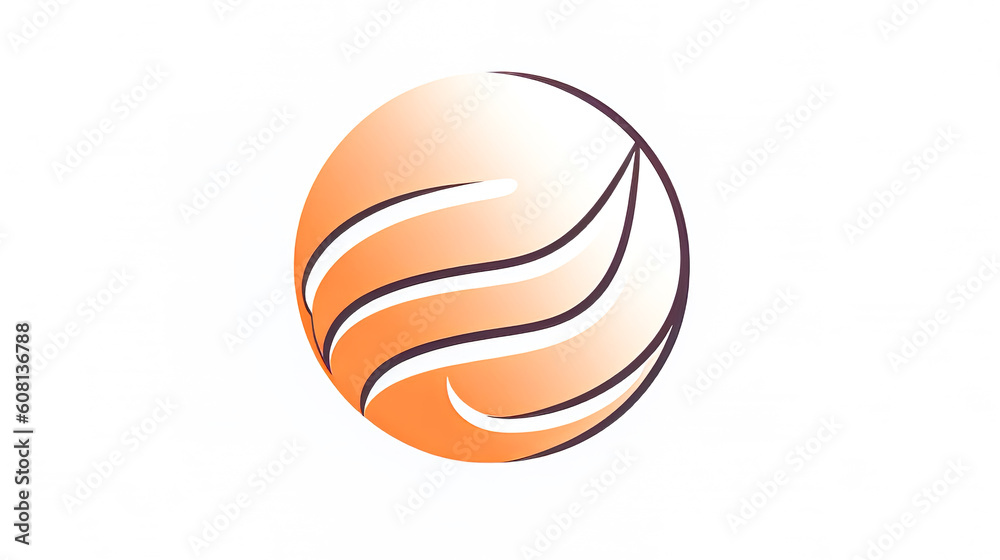 Abstract orange circle logo with white stripes, generative AI.