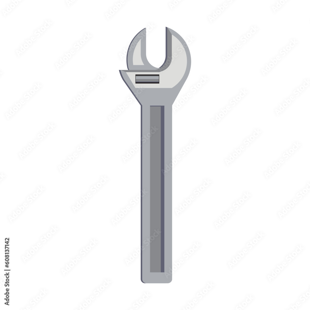 adjustable wrench tool, geometric flat design vector