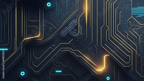 Circuit board. Electronic computer hardware technology. Motherboard digital chip. Tech science background. 3D rendering Generative ai