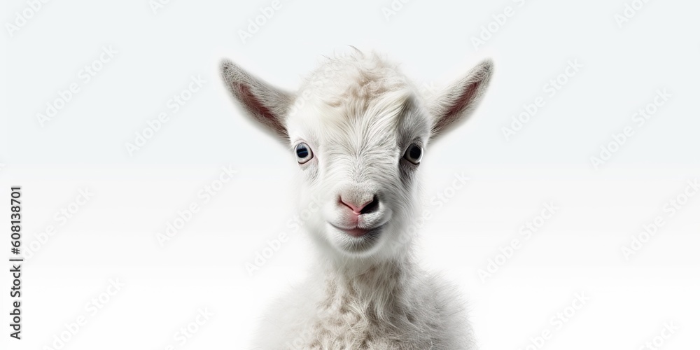 Obraz premium AI Generated. AI Generative. Photo illustration of baby little goat portrait face. Graphic Art