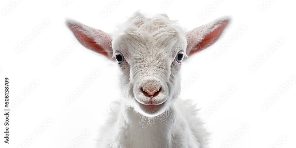 Fototapeta premium AI Generated. AI Generative. Photo illustration of baby little goat portrait face. Graphic Art