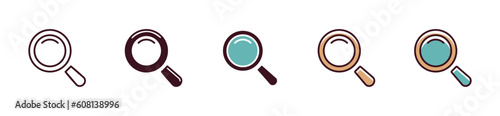 zoom glasses search icon vector, discovery symbol illustration explore tool set signs design