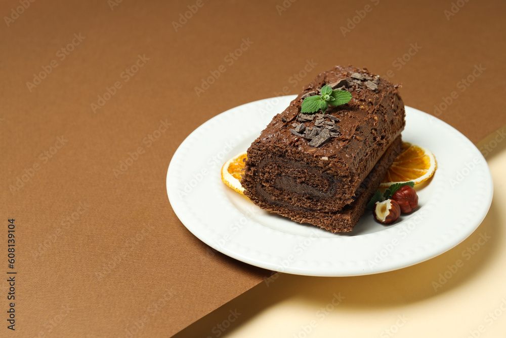 Concept of delicious sweet food - cake roll Concept of delicious sweet food - cake roll