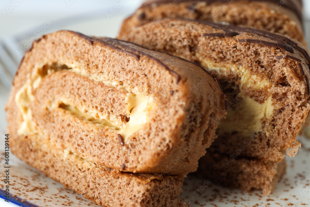 Concept of delicious sweet food - cake roll Concept of delicious sweet food - cake roll