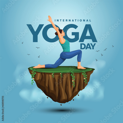 international yoga day. yoga body posture. Woman practicing yoga. vector illustration design