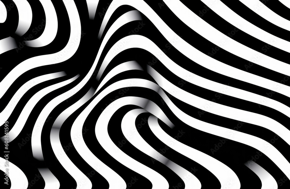 Abstract black and white background with a striped pattern, vector illustration, flat design, 3D rendering. Wavy lines texture. Abstract black and white background with a striped pattern, vector illustration, flat design, 3D rendering. Wavy lines texture.