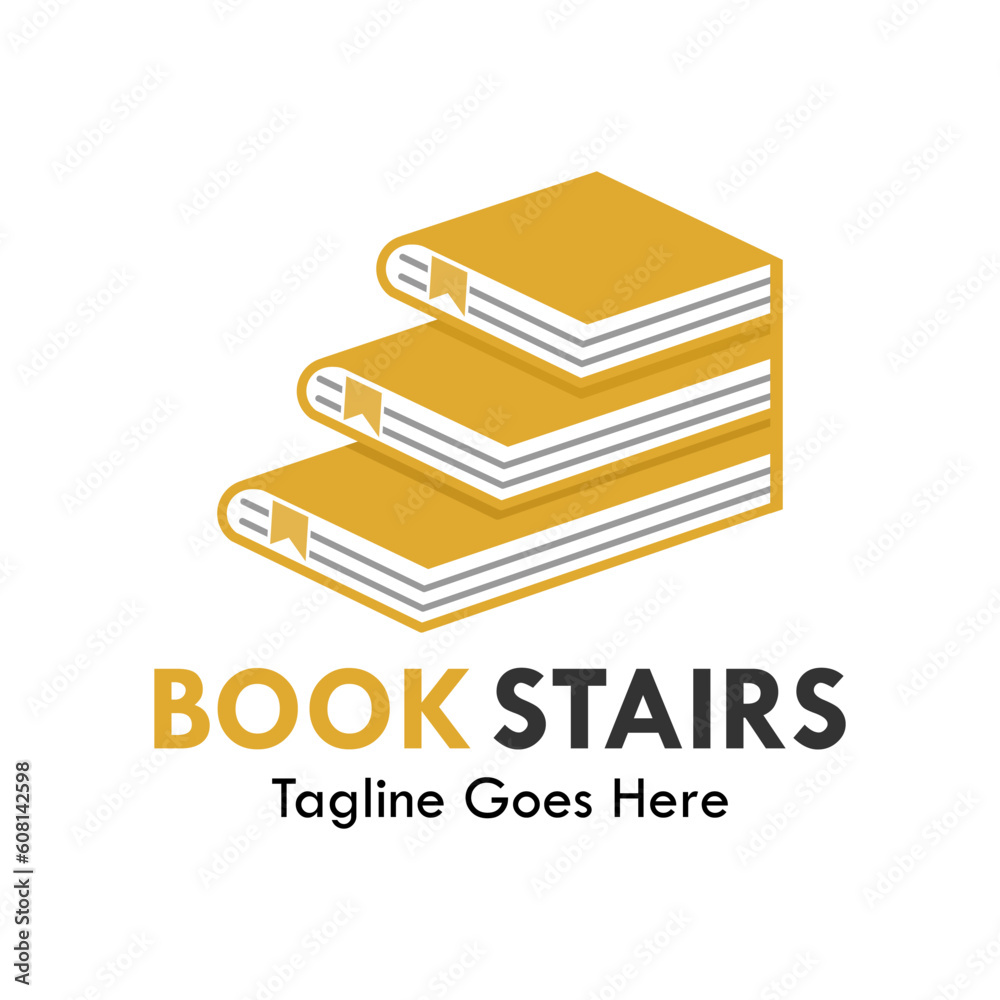 Book stairs design logo template illustration Book stairs design logo template illustration