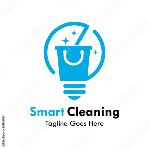 Smart cleaning design logo template illustartion. there are bulb with bara