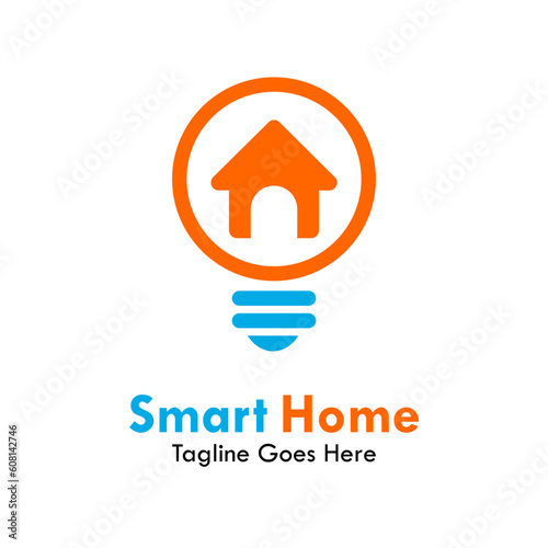 Smart home design logo template illustartion. there are bulb with home