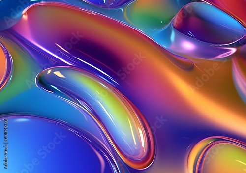 Iridescent vivid glassy gradients abstract 3d blob background