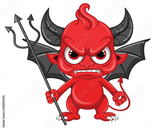 Angry devil cartoon character