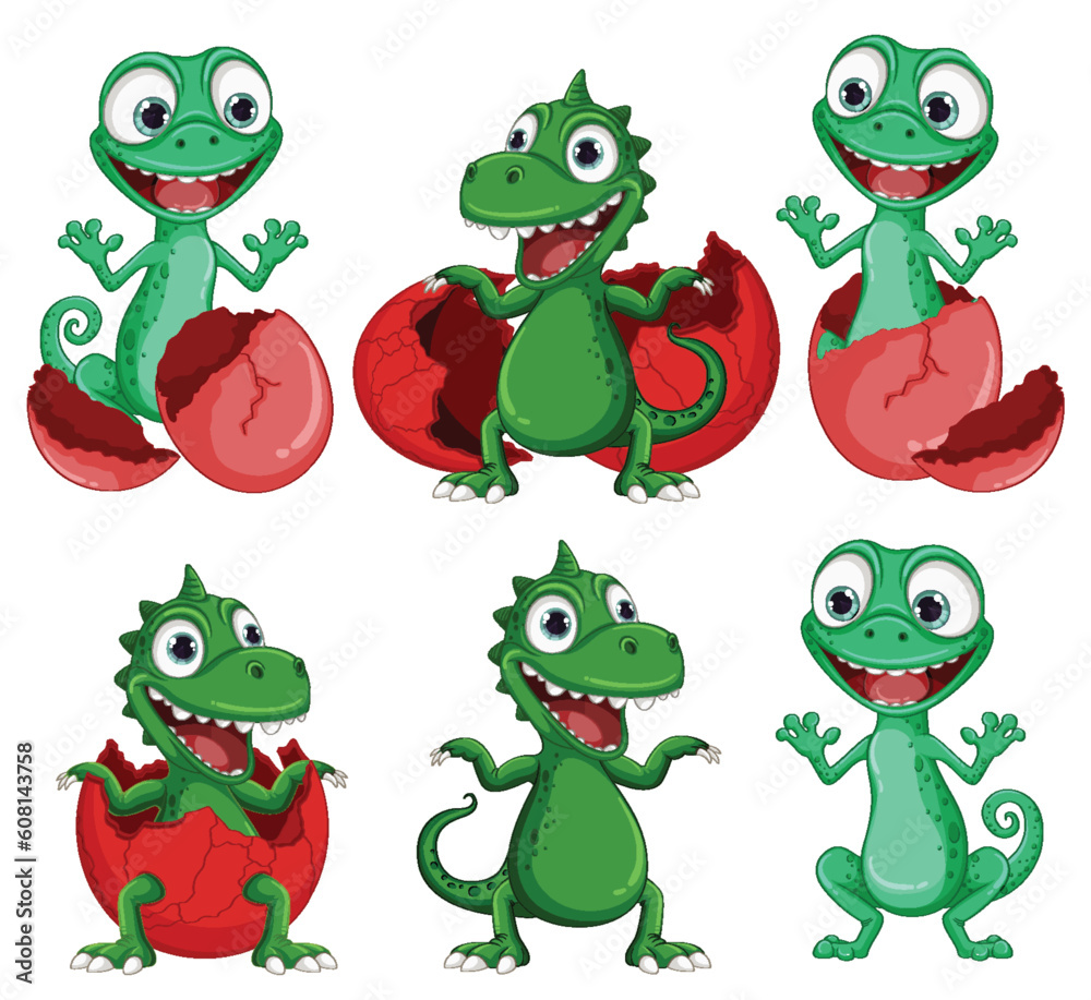 Little Dinosaur Monster Hatching from Egg Little Dinosaur Monster Hatching from Egg