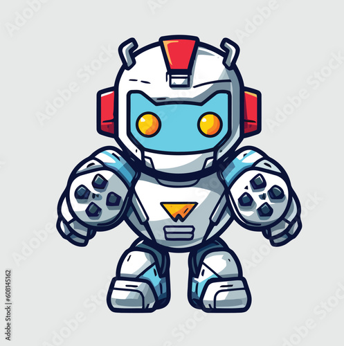 Robot Hand Drawn Cute Cyborg Vector Illustration