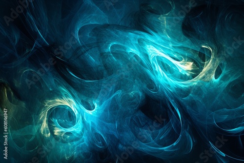 Abstract azure swirls background, Generative ai © Marius