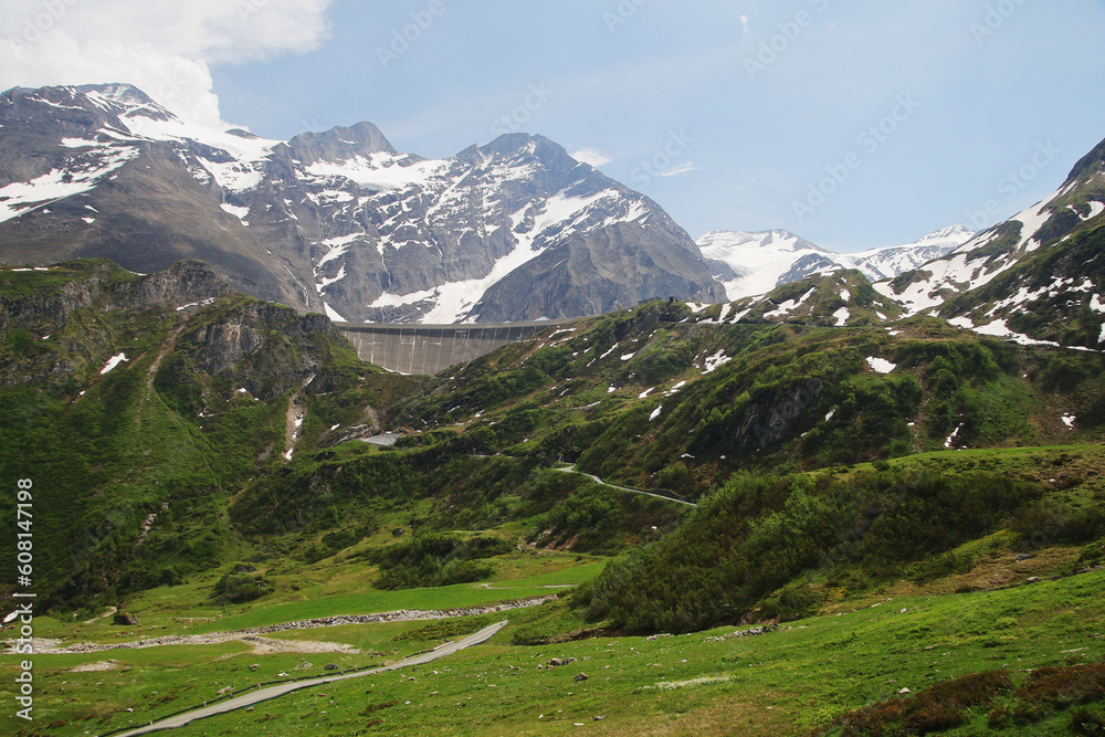 The view on the way to mountain water reservoirs in Kaprun, Austria