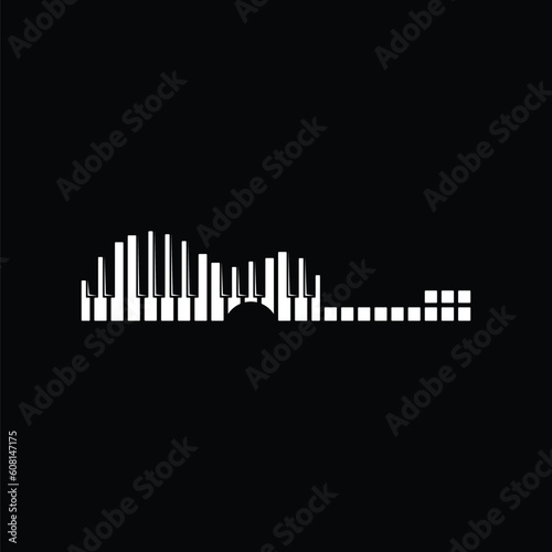 guitar icon and piano logo negative space logo vector design  modern logo  minimalist logo  black white