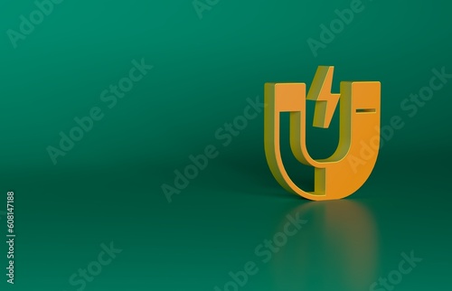 Valokuva Orange Magnet icon isolated on green background