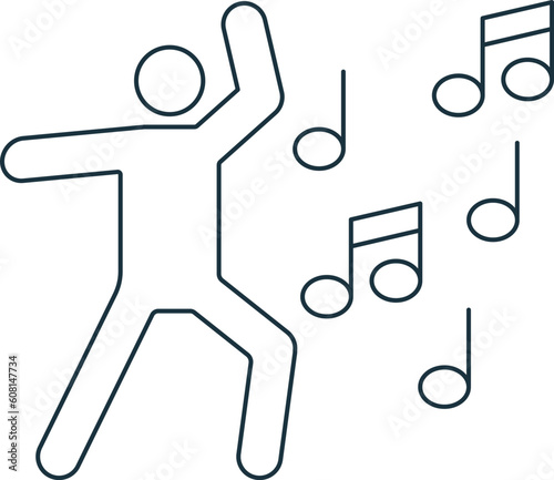 Dancing icon. Monochrome simple sign from hobby collection. Dancing icon for logo, templates, web design and infographics.