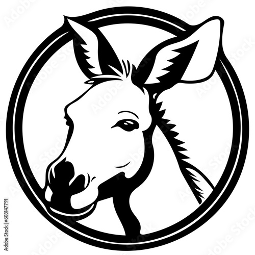Black and white logo of a donkey, Illustration of a mule