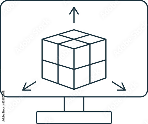 3d modeling icon. Monochrome simple sign from hobby collection. 3d modeling icon for logo, templates, web design and infographics.
