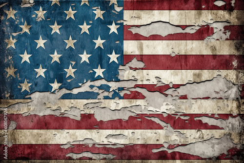 american flag with distress style, Ai generative