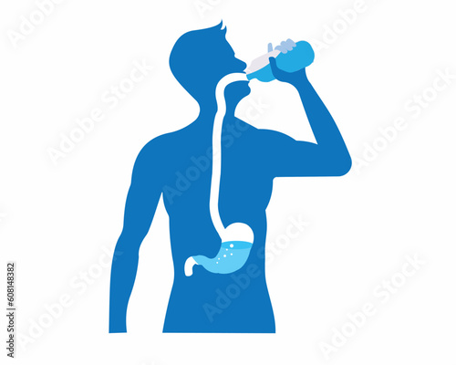 man drinking water from bottle for hydrating and healthy lifestyle.