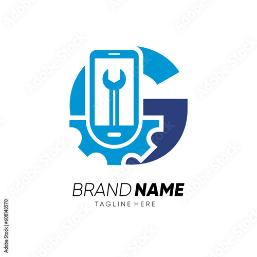 Letter G Initial Phone Service Mobile Logo Design Vector Icon Graphic Emblem Illustration 