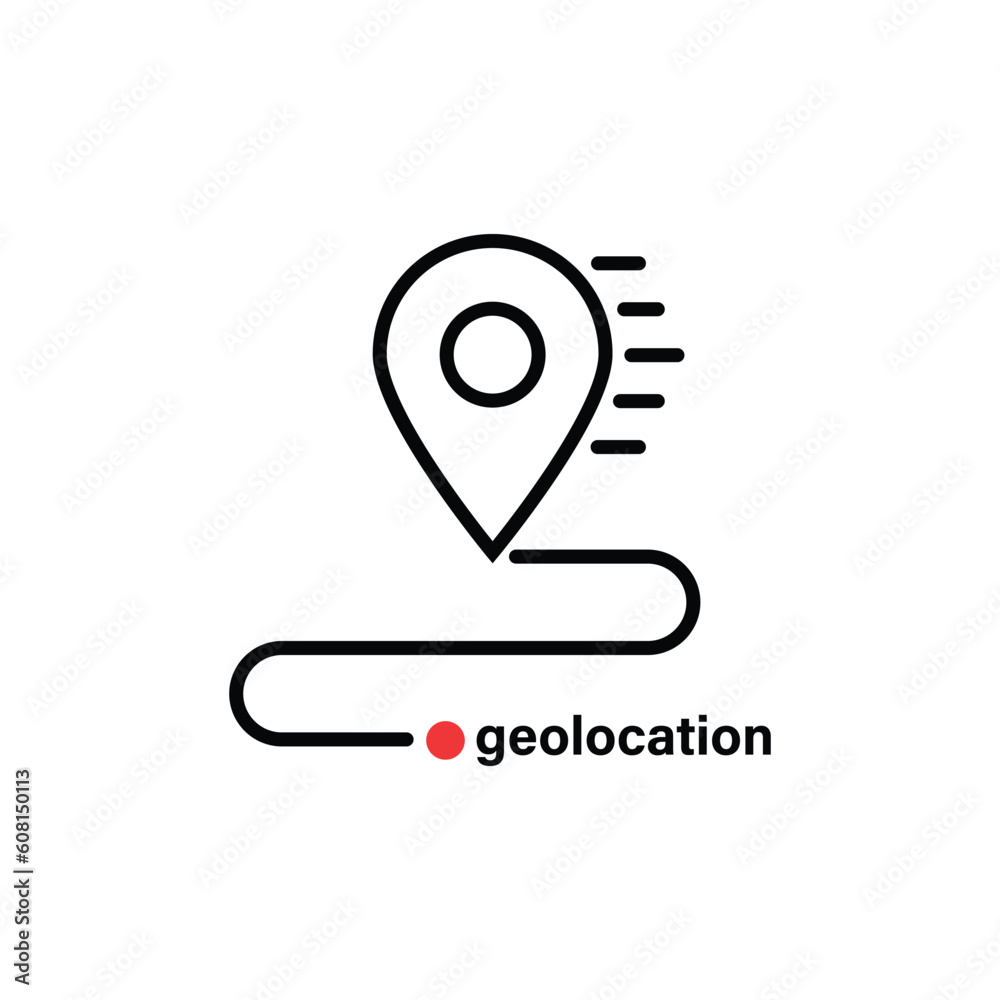 road path like thin line map geolocation icon. flat outline simple ...