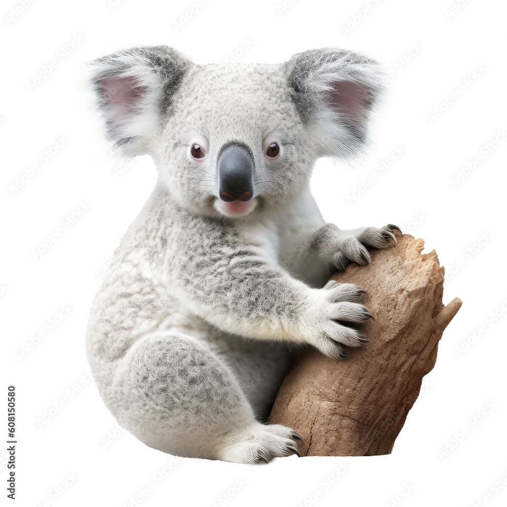 koala looking isolated on white