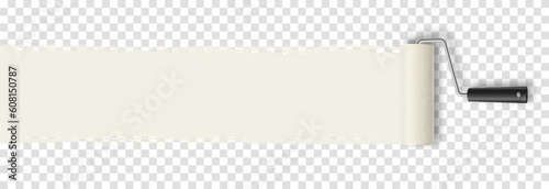 Vector paint roller. Paint roller png. Tool for wall painting, drawing. White paint roller with paint png. Construction Materials.