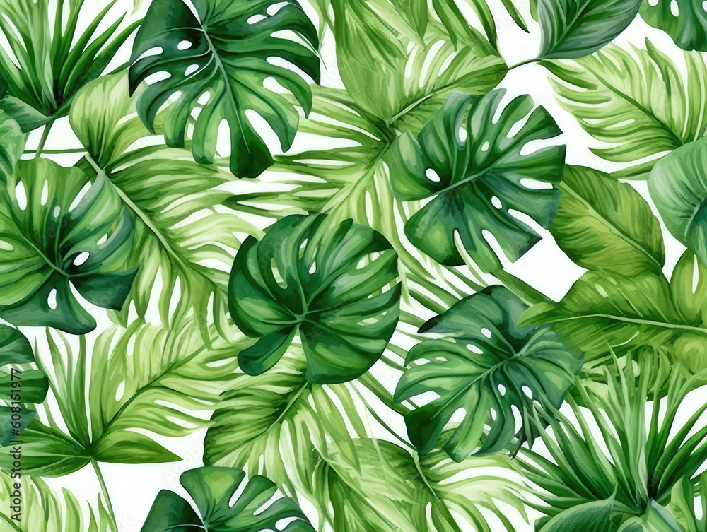 green leaves seamless pattern