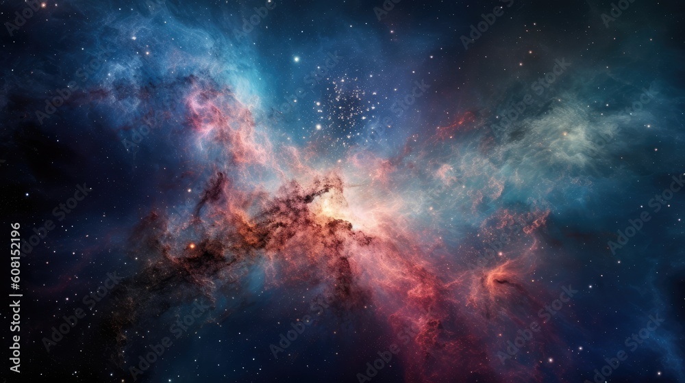A colorful galaxy with a blue and pink background A colorful galaxy with a blue and pink background