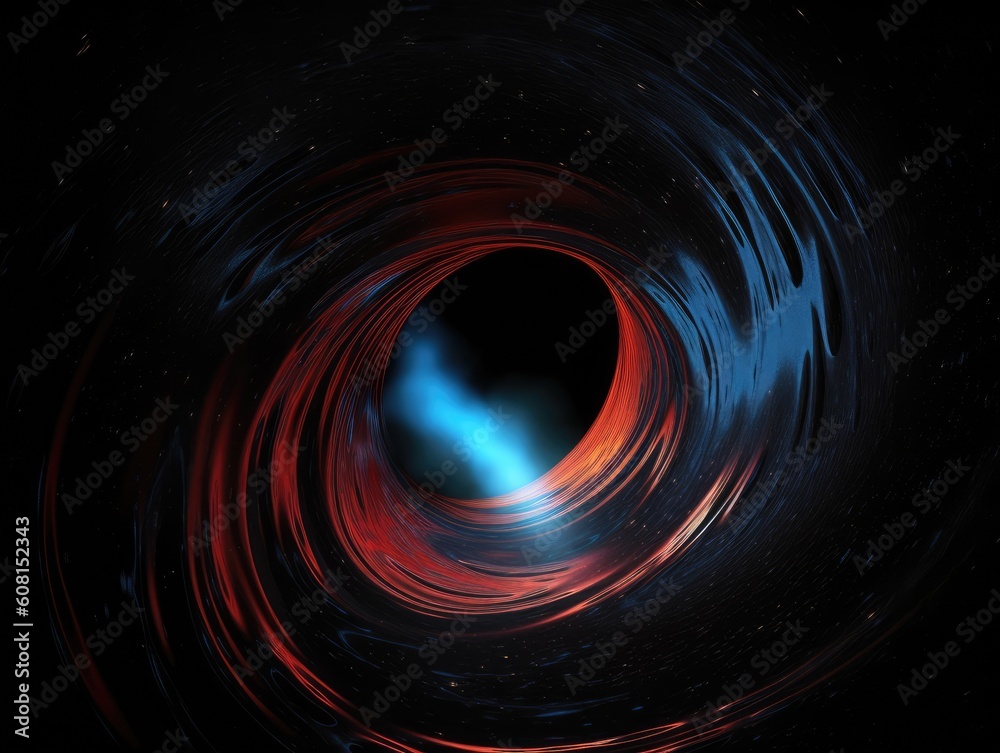 A red and blue swirl is in the center of a black hole A red and blue swirl is in the center of a black hole