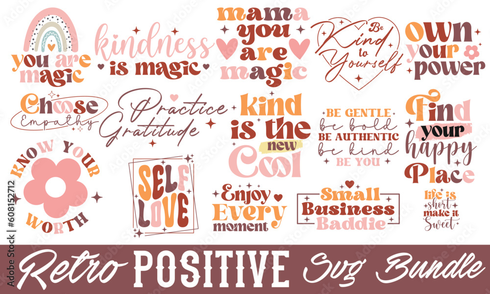 Fototapeta premium Retro Positive SVG Bundle.