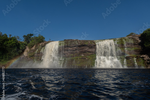 Hacha waterfall in the lagoon of the Canaima national park before the storm - Venezuela  Latin America