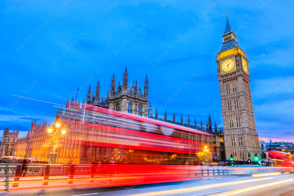 London, United Kingdom. The Big Ben and Palace of Westminster.