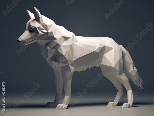 Low poly 3d wolf