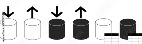 Database download upload table information icon on white background