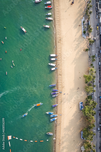 Aerial view of Central Pattaya beach in Chonburi, Thailand