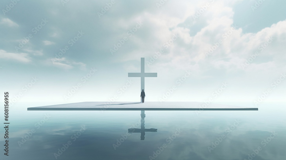 AI generative image in minimal and modern concept of faith, cross and catholic religion AI generative image in minimal and modern concept of faith, cross and catholic religion