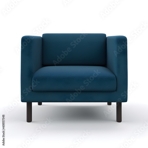 Blue modern chair on white background, AI generated