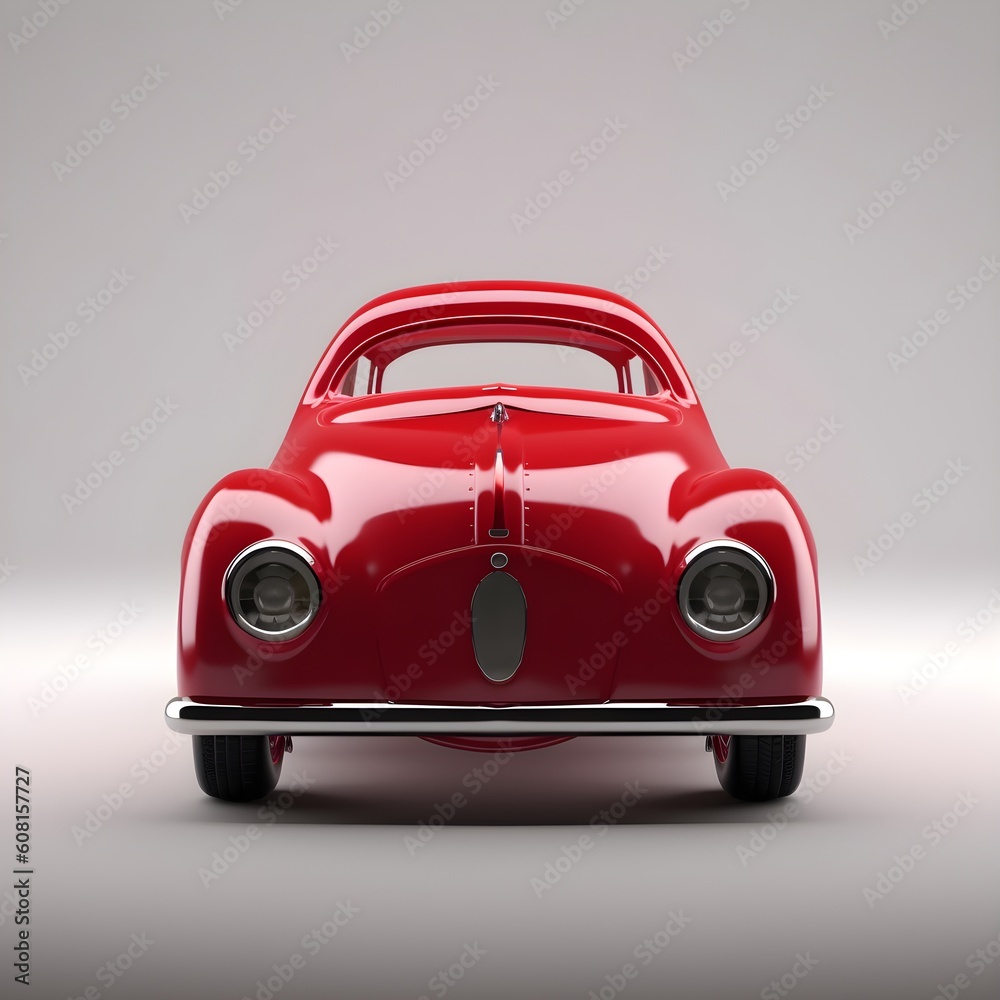 red toy car 3d render isolated on white background, AI generated