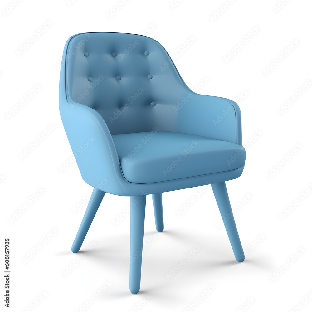 Blue modern chair on white background, AI generated Blue modern chair on white background, AI generated