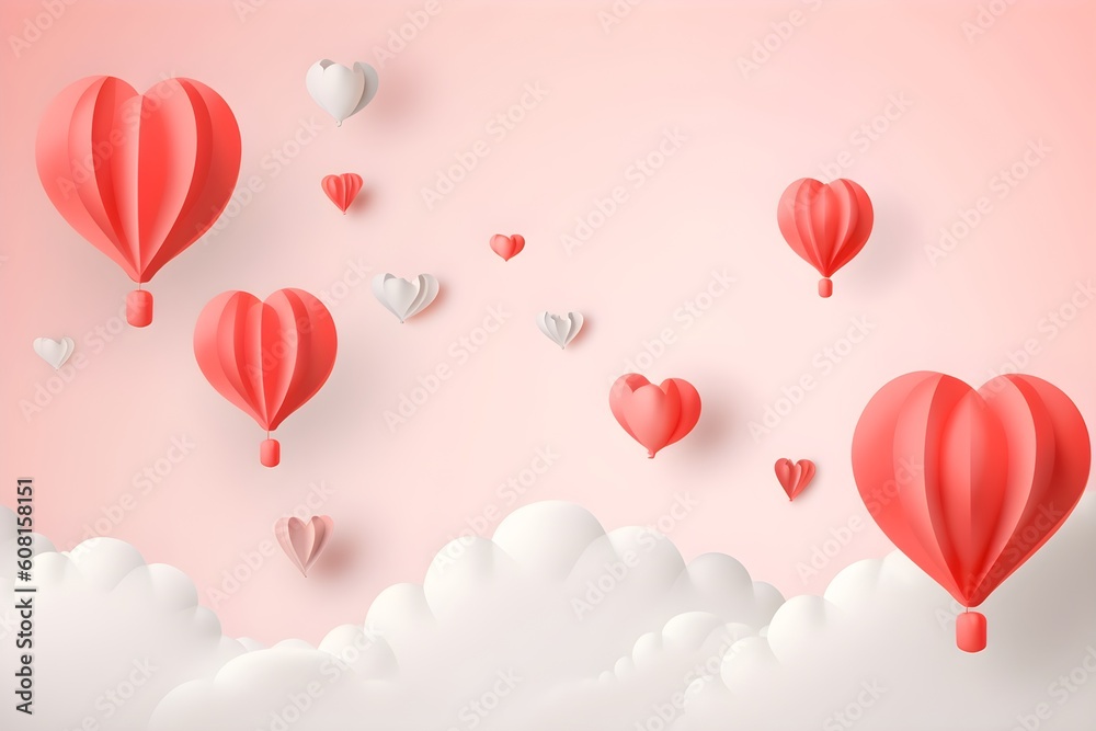 Red hearts valentines day banner background, AI generated