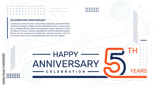 5th anniversary template design with abstract background, vector template